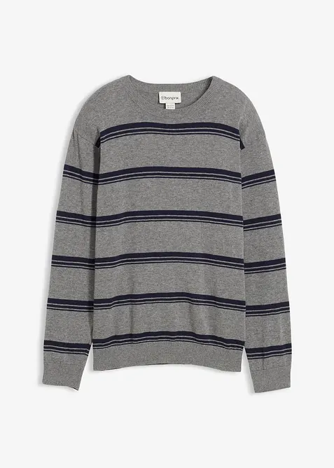 Finstickad tröja i ren bomull, bonprix