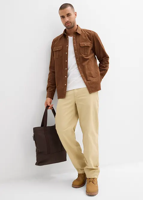 Manchesterskjorta i bomull med elastan, bonprix