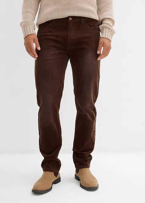 Stretchig manchesterbyxa med tvättad look, normal passform, raka ben, bonprix