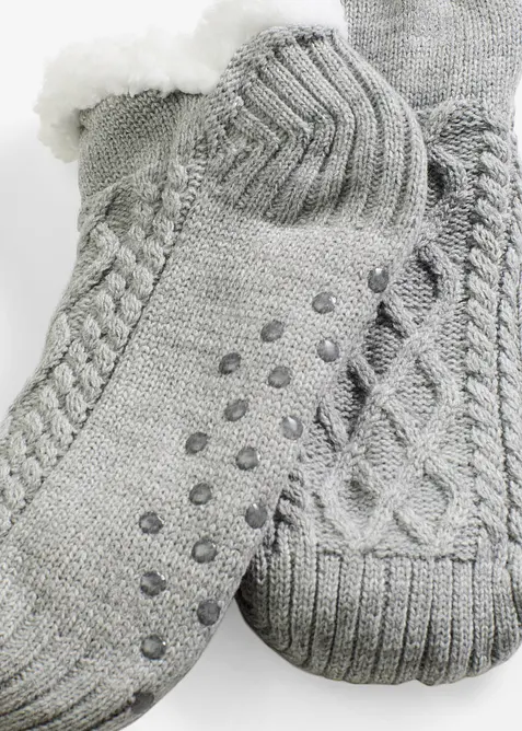 Mysstrumpor med fl&auml;tm&ouml;nster, teddyfoder och halkskyddad undersida, bonprix