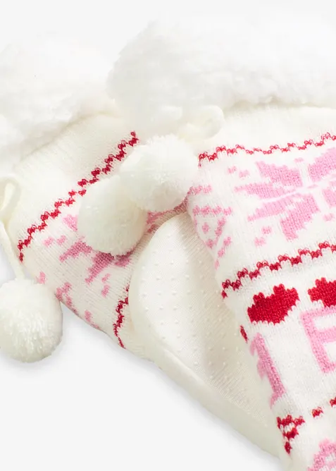 Mysstrumpor med teddyfoder och påsydd anti halk-sula, bonprix