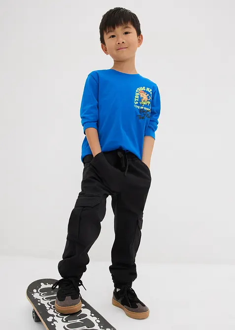 Jerseyfodrad cargobyxa i Regular Fit, bonprix