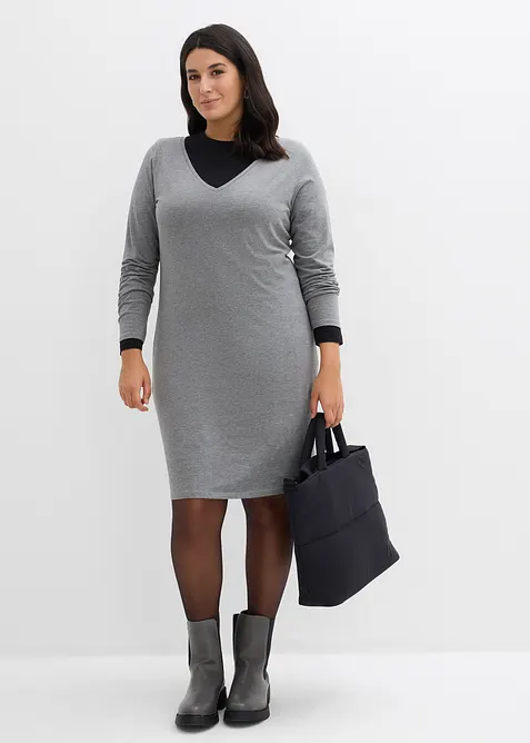 Jerseyklänning i viskos (2-pack), bonprix