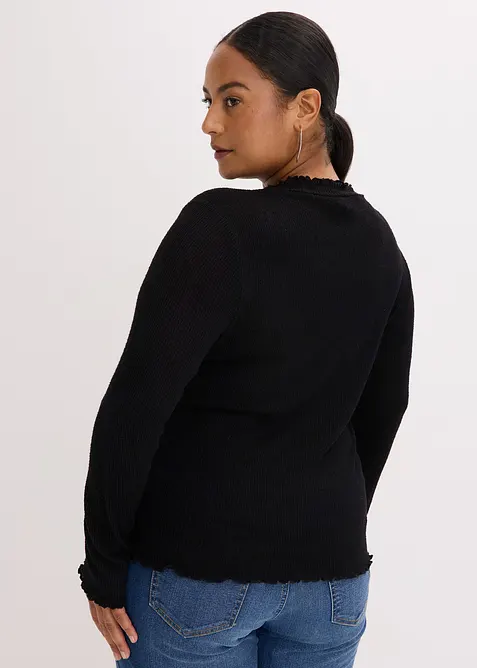 Ribbstickad topp i viskosmix, bonprix