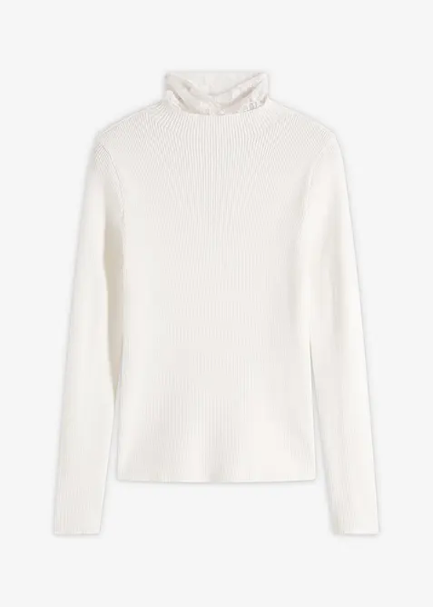 Ribbstickad tröja i böljande viskosmix, bonprix