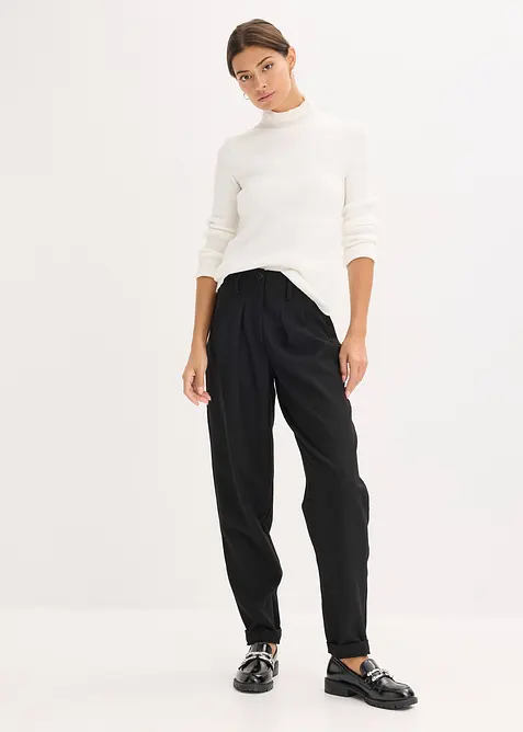 Ribbstickad tröja i böljande viskosmix, bonprix