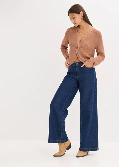 Ribbstickad tröja i böljande viskosmix, bonprix