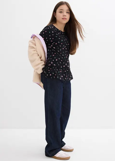 Långärmad topp i ekologisk bomull med elastan, bonprix