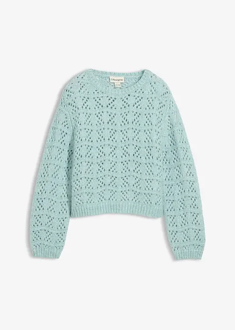 Grovstickad tröja med hålstickat mönster, bonprix