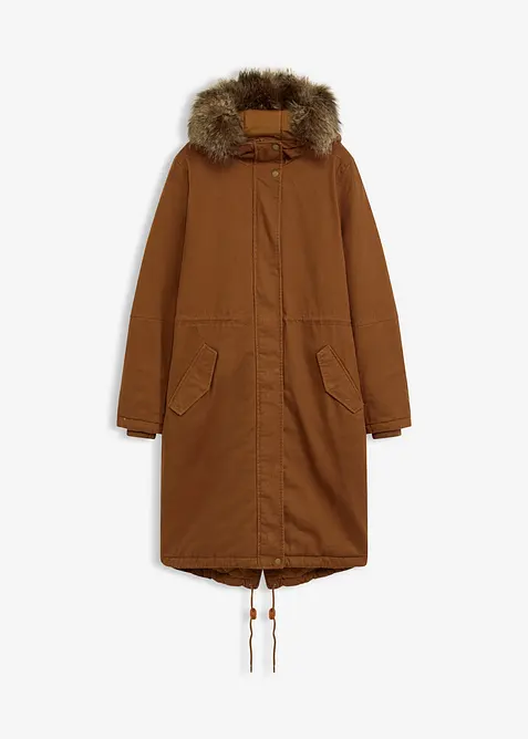 Vadderad lång parkas, bonprix