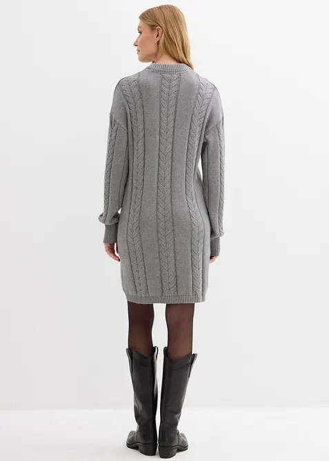 Stickad klänning i bomull, bonprix