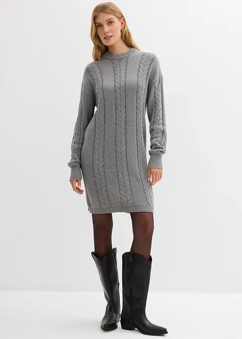 Stickad klänning i bomull, bonprix