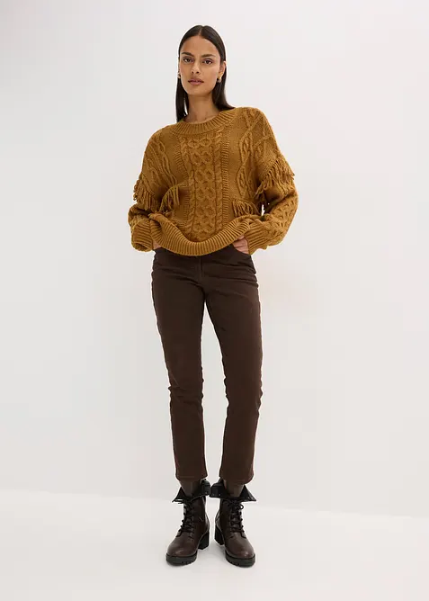 Oversizetröja med fransar, bonprix