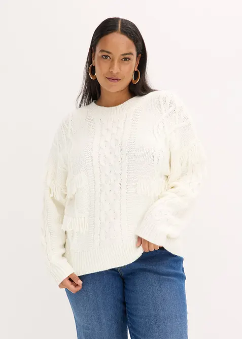 Oversizetr&ouml;ja med fransar, bonprix