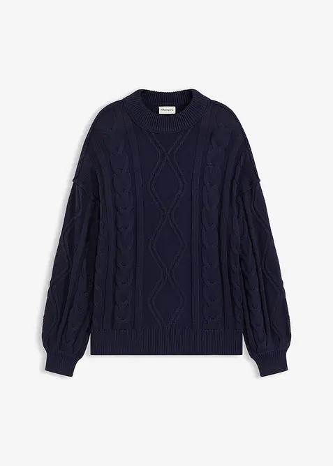 Oversizetr&ouml;ja med fl&auml;tstickning, bonprix