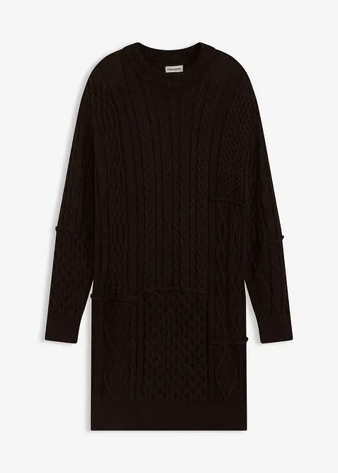 Klänning med flätstickning, bonprix