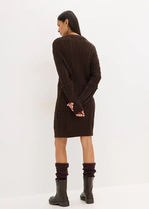 Klänning med flätstickning, bonprix