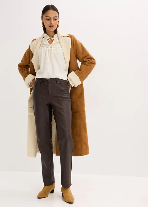 Byxa i skinnimitation med used-look, bonprix