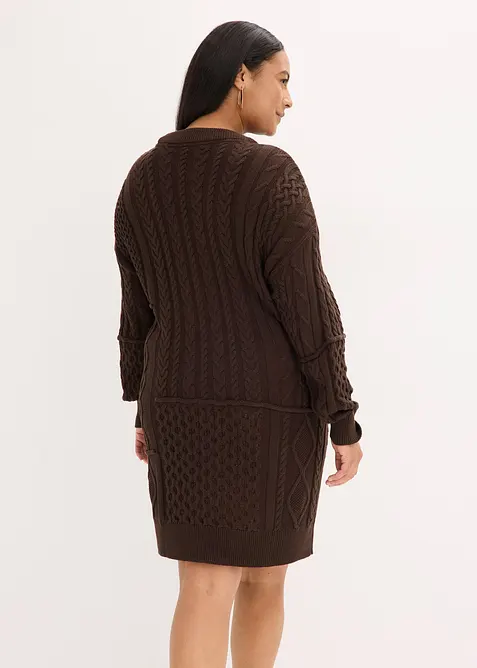 Klänning med flätstickning, bonprix