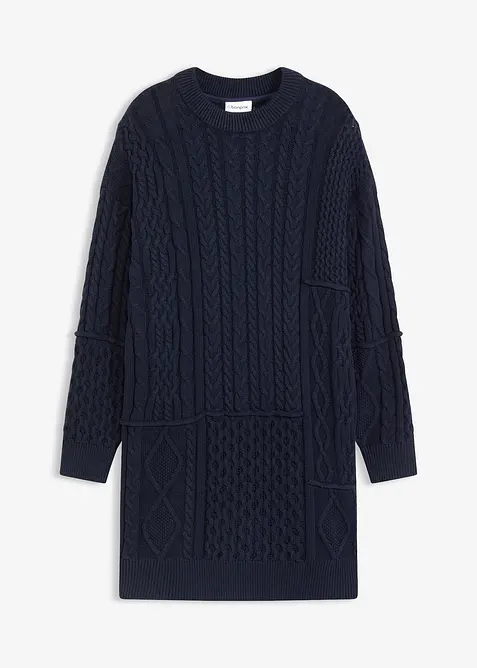 Klänning med flätstickning, bonprix