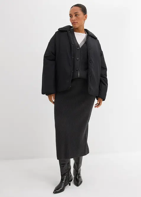 Stickad kjol i bomull, bonprix