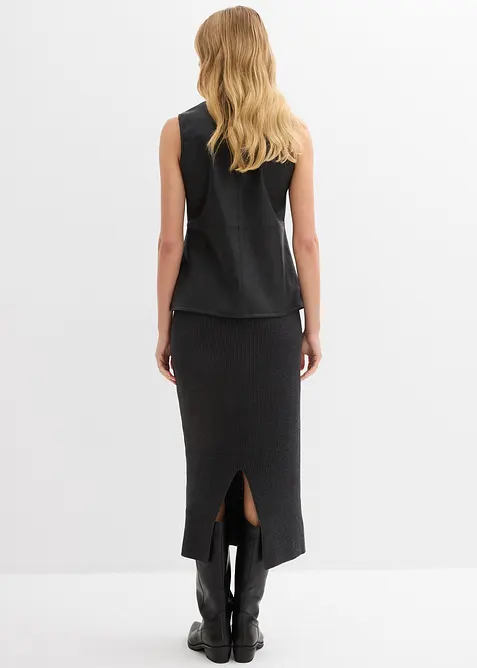 Stickad kjol i bomull, bonprix