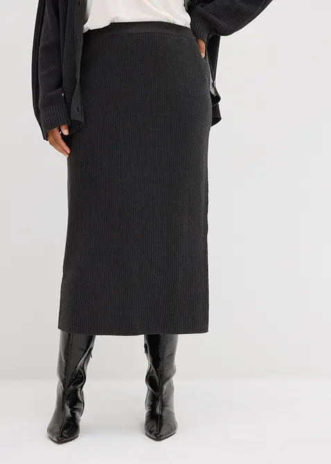 Stickad kjol i bomull, bonprix