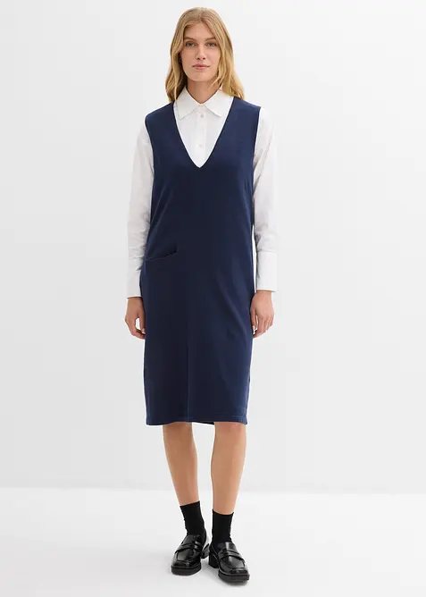 Stickad klänning i bomull, bonprix