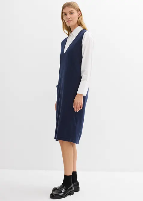 Stickad klänning i bomull, bonprix