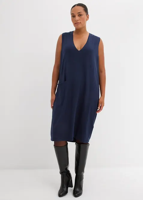 Stickad klänning i bomull, bonprix