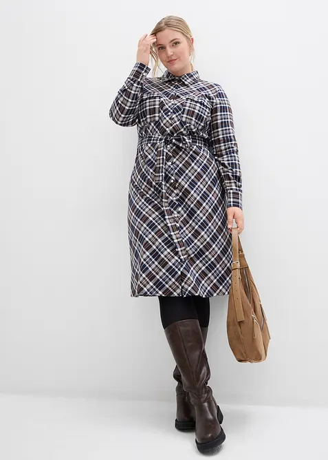 Skjortklänning i mjuk flanell, bonprix