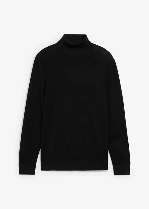 Finstickad polotröja med lyxig merinoull, Slim Fit, bonprix