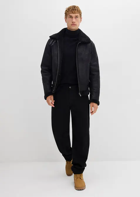 Finstickad polotröja med lyxig merinoull, Slim Fit, bonprix