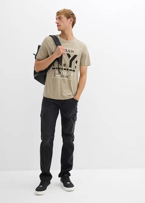 Regular Fit Cargo Jeans med bekväm midja, Straight, bonprix