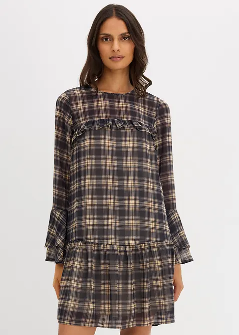 Chiffongklänning med volanger, bonprix