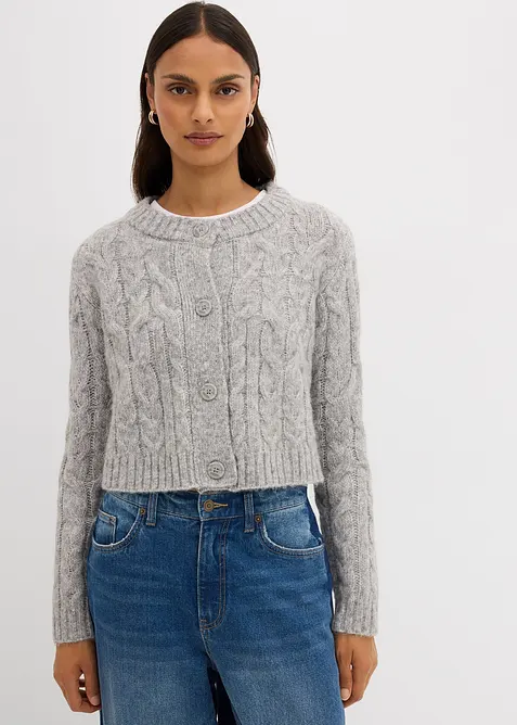 Grovstickad cardigan i mjukt material, bonprix