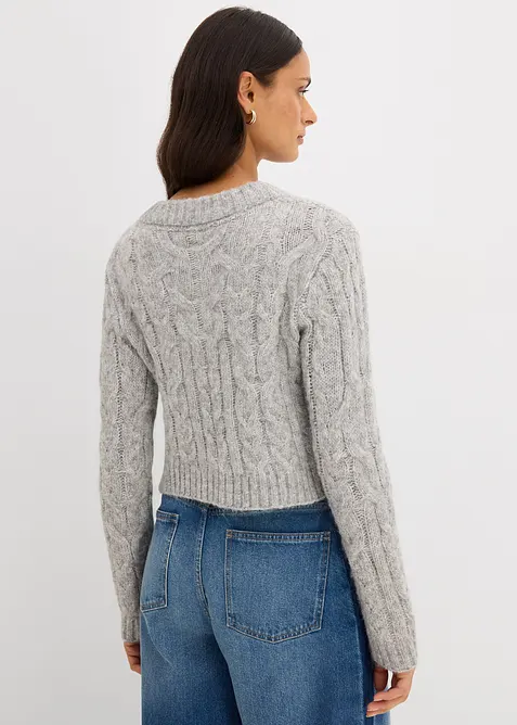 Grovstickad cardigan i mjukt material, bonprix