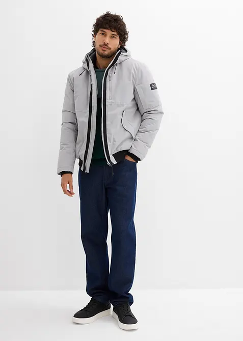 Vinterjacka med huva och sportiga detaljer, bonprix