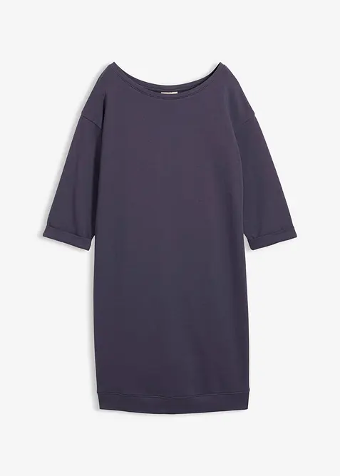 Trikåklänning med 3/4-ärm och mjukt ruggad insida, bonprix