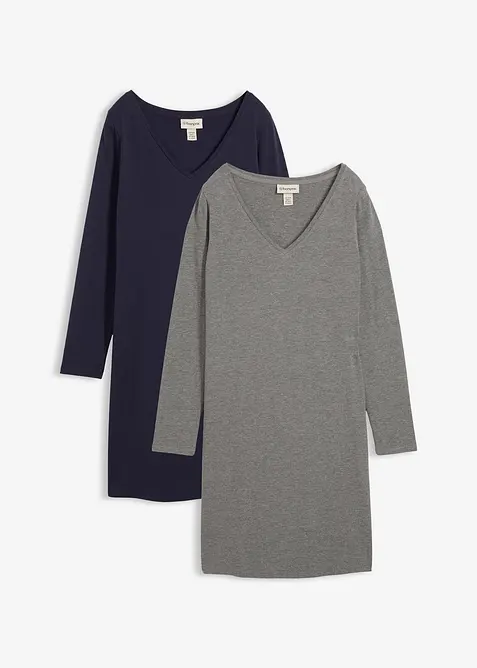 Jerseyklänning i viskos (2-pack), bonprix