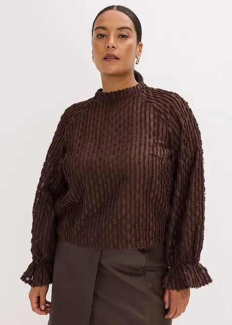 Blus i material med struktur, bonprix
