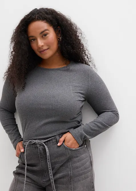 Ribbstickad termotopp, bonprix