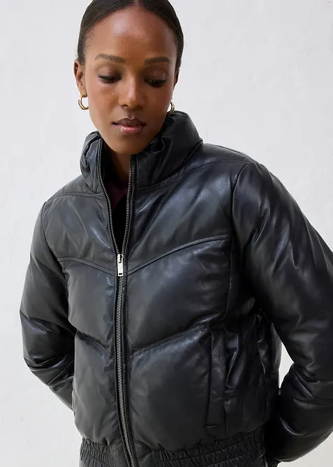 Quiltad skinnjacka i lammnappa, bonprix