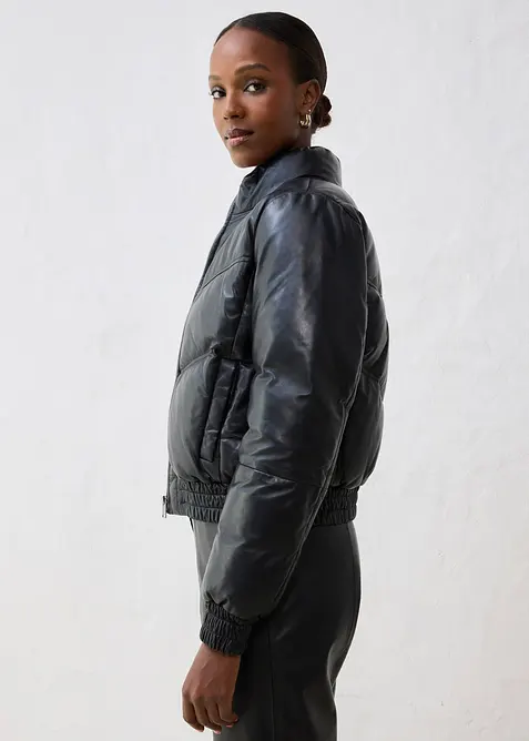 Quiltad skinnjacka i lammnappa, bonprix