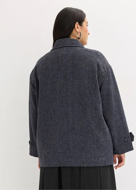 Lång skepparjacka med yllelook, bonprix