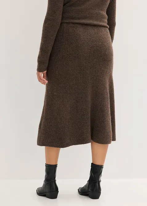 Stickad kjol i midilängd, bonprix