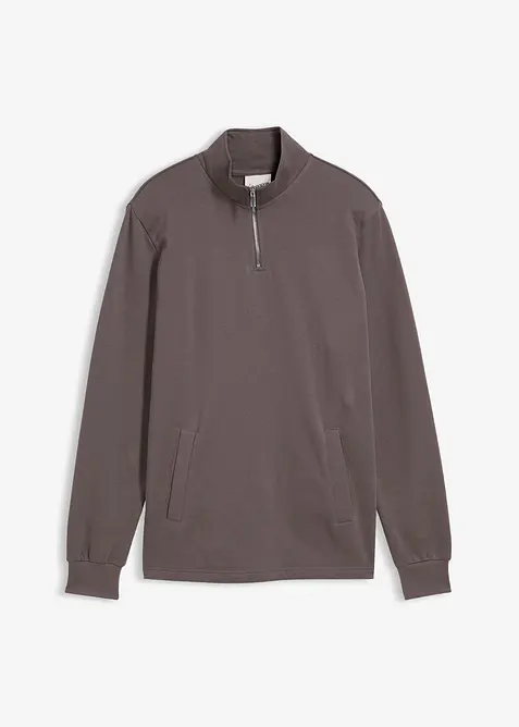 Sweatshirt i ekologisk bomull, med praktiska fickor och rak nederkant, bonprix