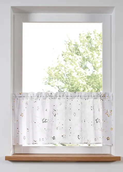 Caf&eacute;gardin med glansiga stj&auml;rnor, bonprix