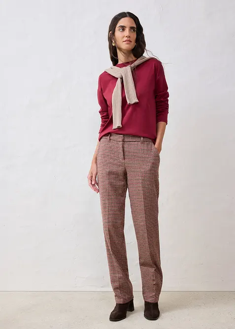 Långärmad topp med silke, bonprix