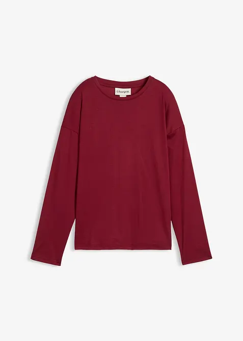 Långärmad topp med silke, bonprix